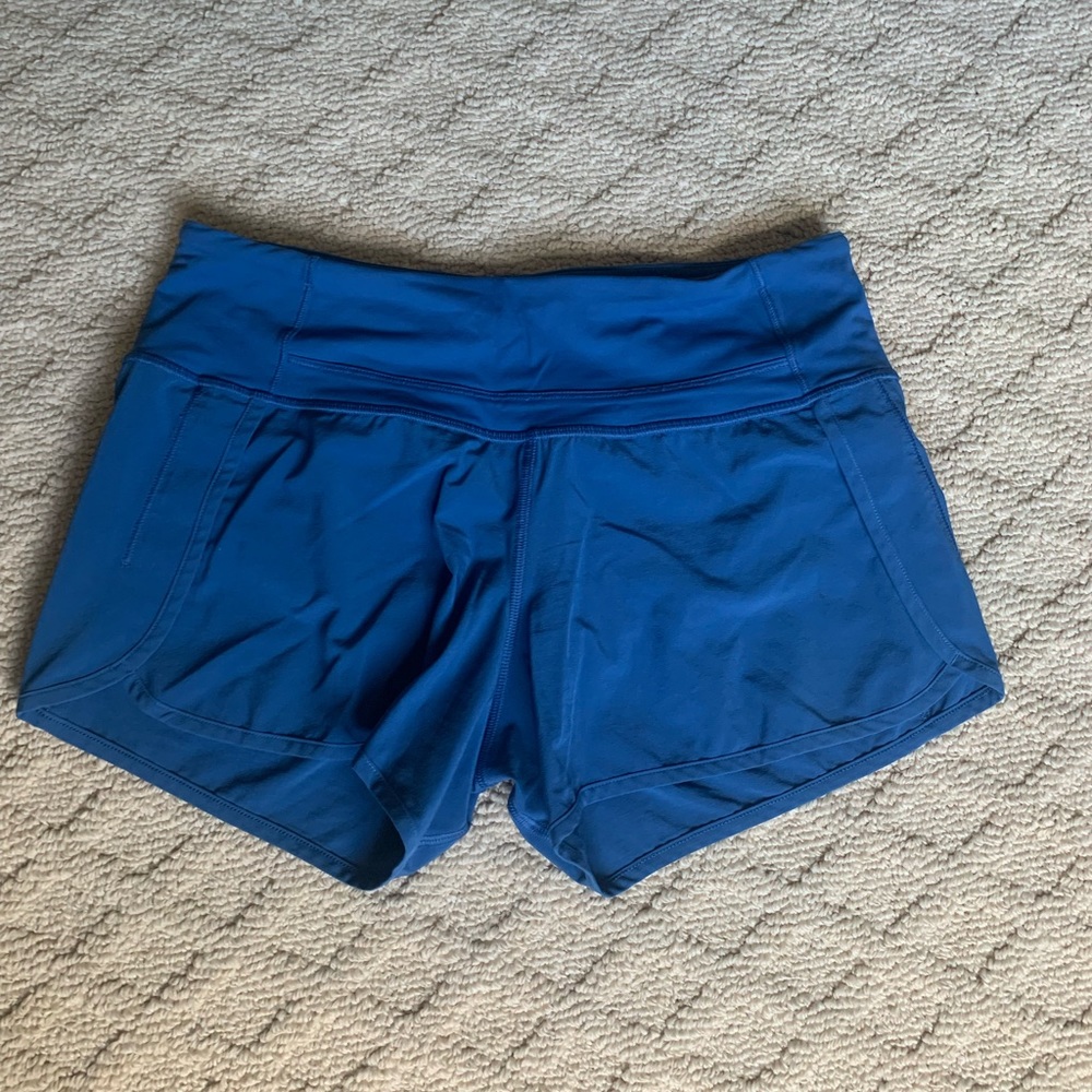 Lululemon Speed Up 4” Mid Rise Shorts. Size 4. Blue